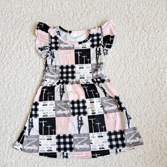 Baby girls pink line pearl dresses