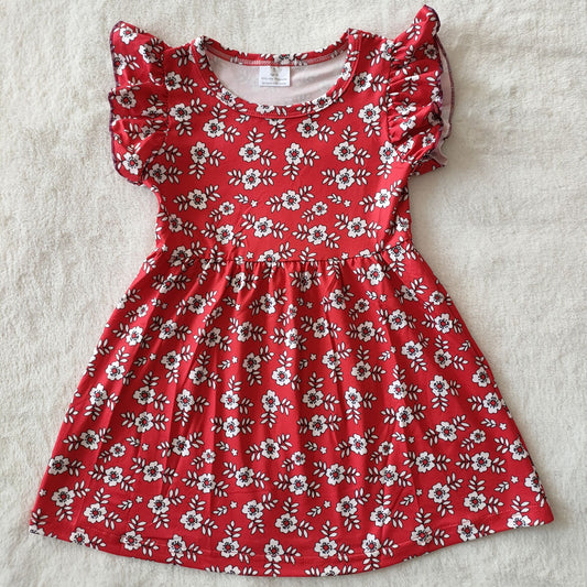 Baby girls red flower pearl dresses