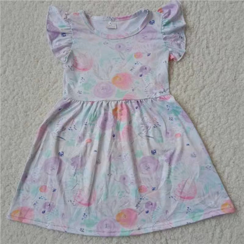 Baby girls pink floral pearl dresses