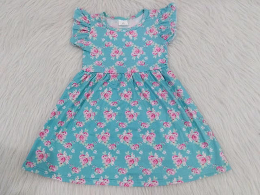 Baby girls Blue floral pearl dresses