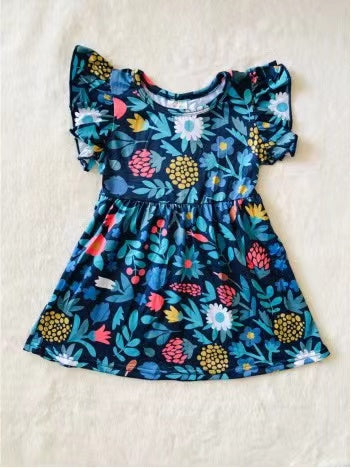 Baby girls summer navy floral dresses