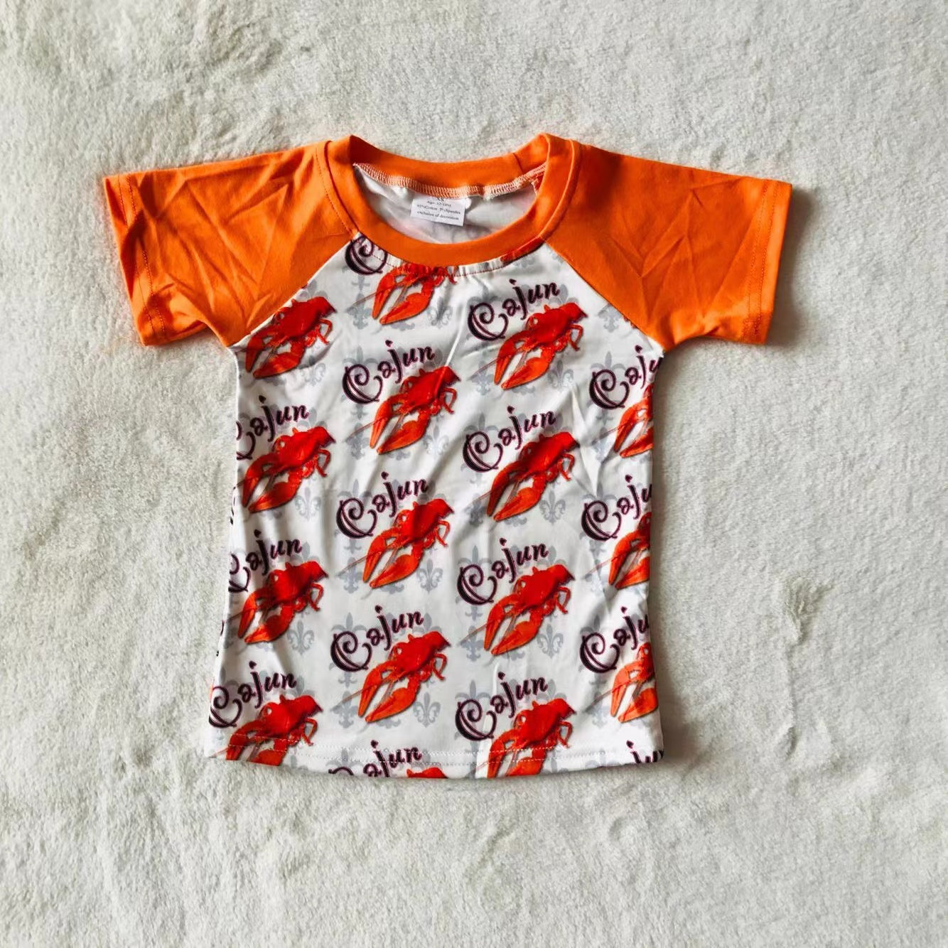 Baby boys lobster orange short sleeve raglan shirts