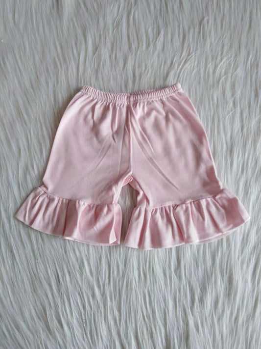 Baby girls pink cotton ruffle summer shorts