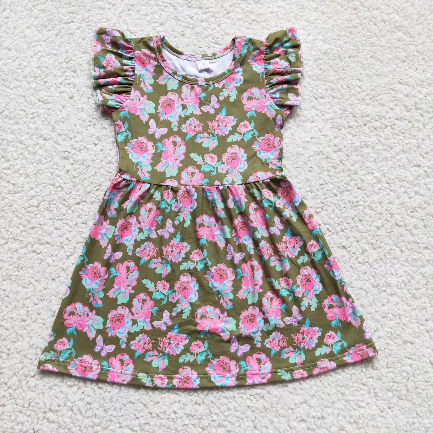 Baby girls pink floral pearl dresses