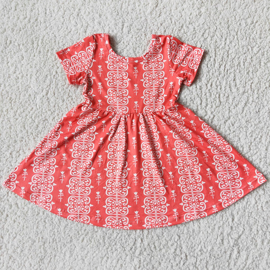 Baby girls red floral twirl dresses