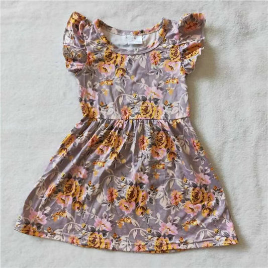 Baby girls Grey floral pearl dresses