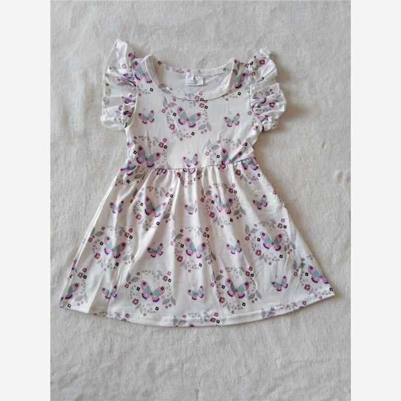 Baby girls white lavender pearl dresses
