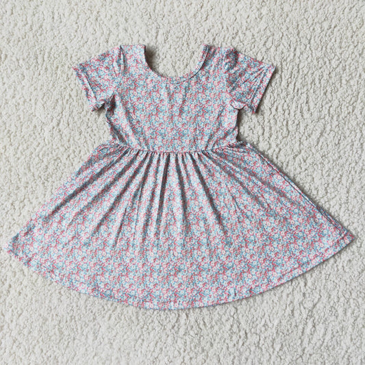 Baby girls aqua floral twirl dresses