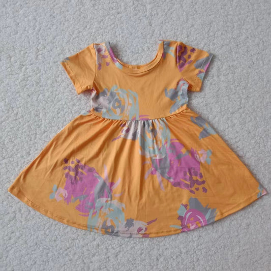 Baby girls yellow floral twirl dresses