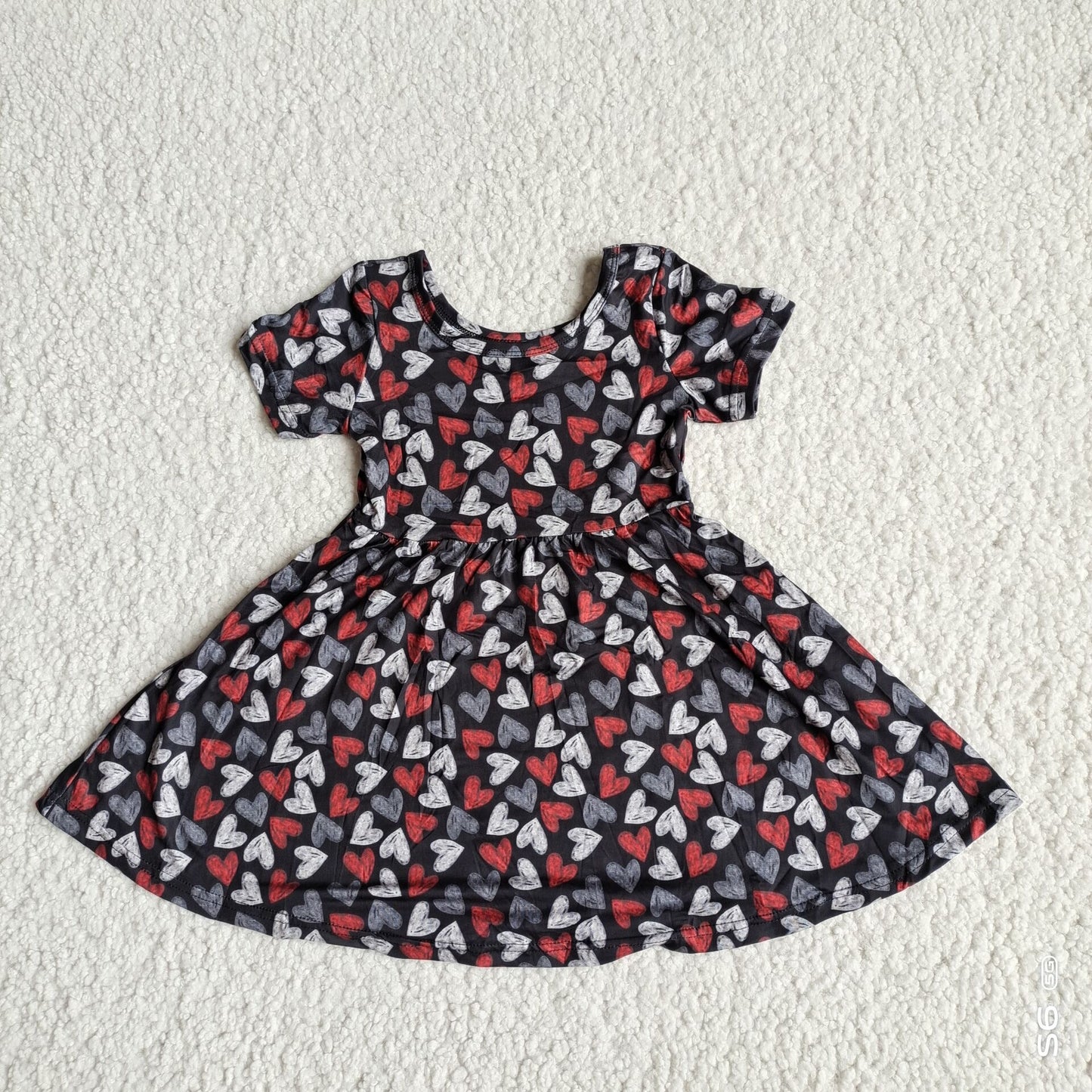 Baby girls heart red black twirl dresses