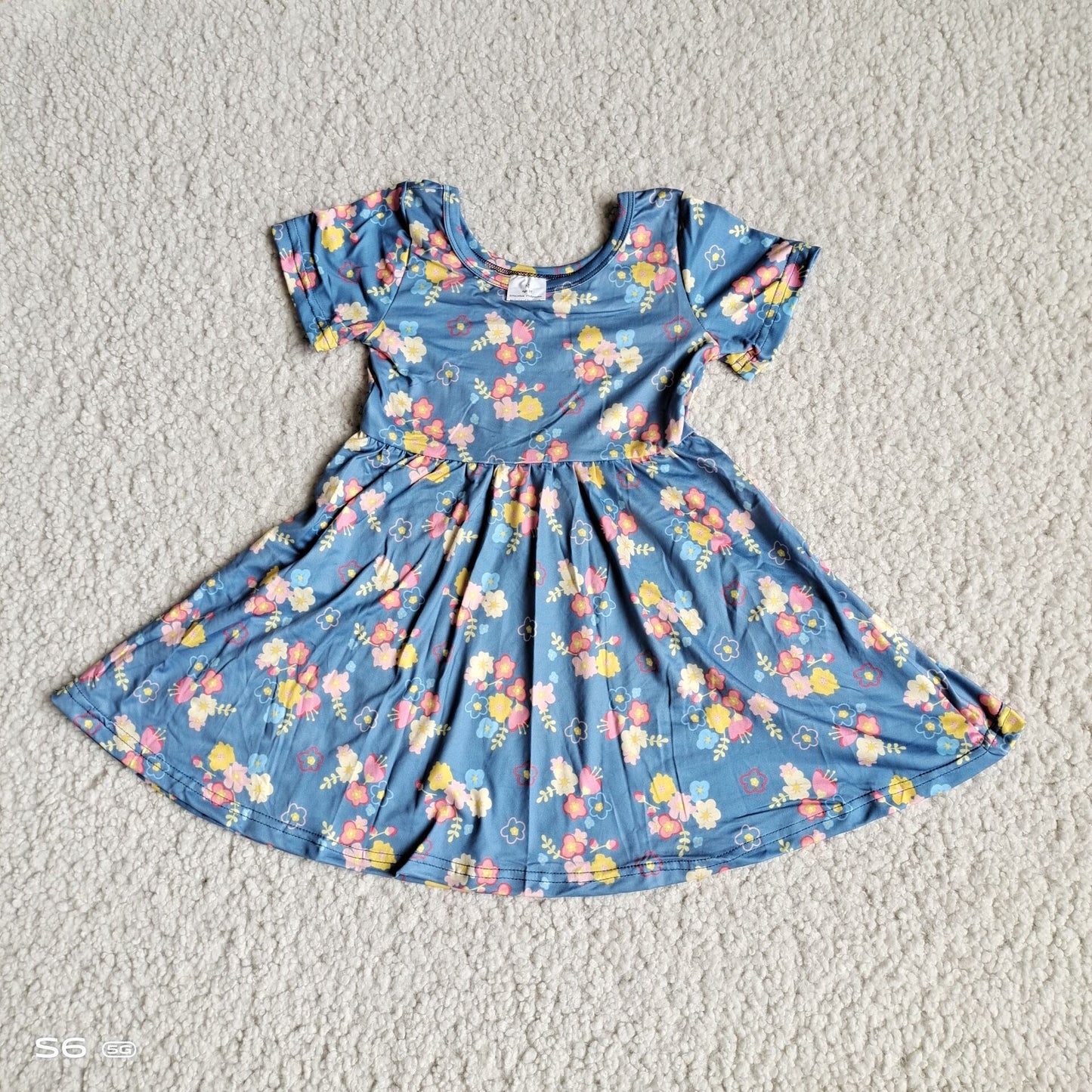 Baby girls summer blue floral twirl dresses