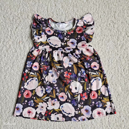 Baby girls navy floral pearl dresses