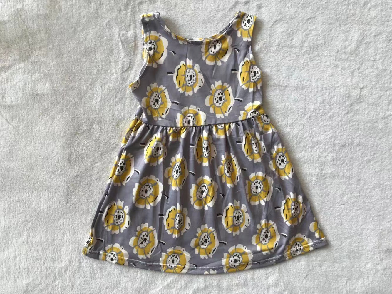 kids baby grey flower sleeveless knee length dresses