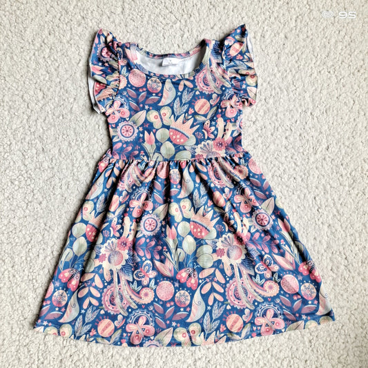 kids baby navy floral pearl dresses