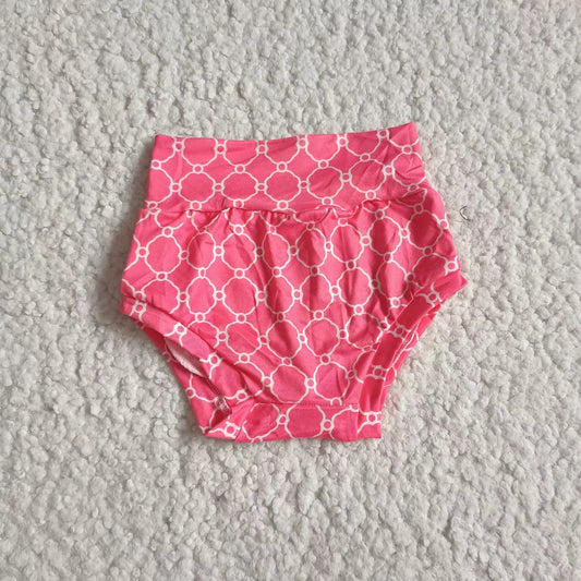 Infant toddler girls pink quatrefoil bummies bloomers