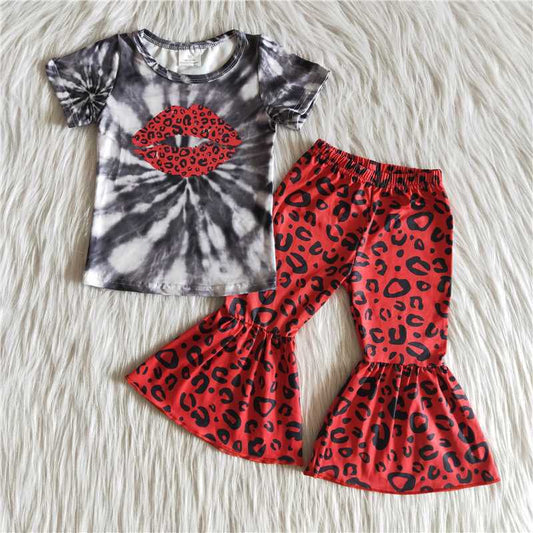 Mouse Red leopard bell-bottoms suit