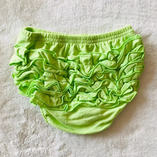 Baby Girls solid color green ruffle bummie bloomers