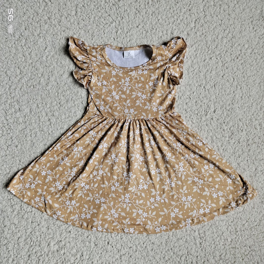 Baby girls brown floral twirl dresses