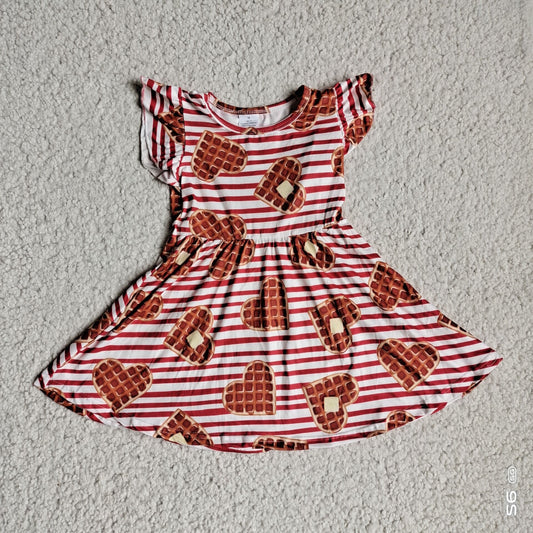 Baby girls red heart stripe twirl dresses