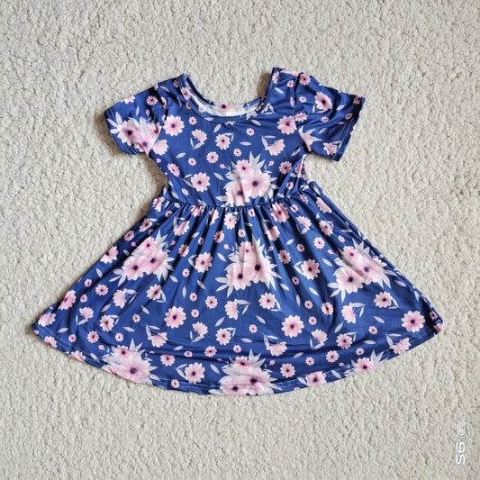 Baby girls blue floral twirl dresses