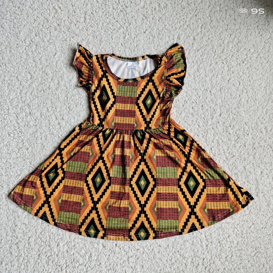 Baby girls brown aztec pearl dresses