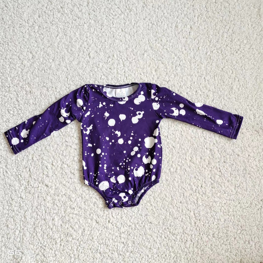 Baby infant purple dots long sleeve rompers