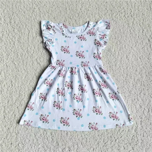 Baby girls white pink flower pearl dresses