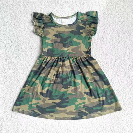 Baby girls green camo pearl dresses