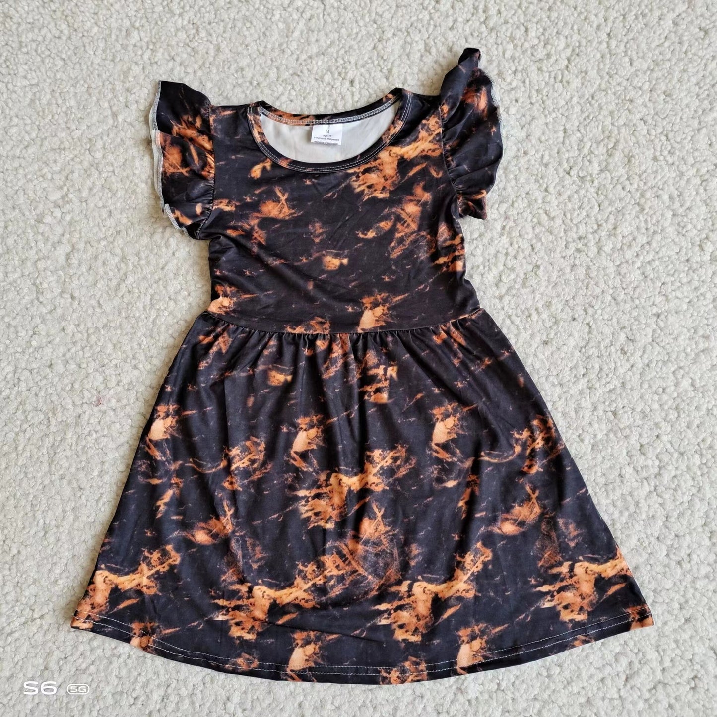 Baby girls black tie dye pearl dresses