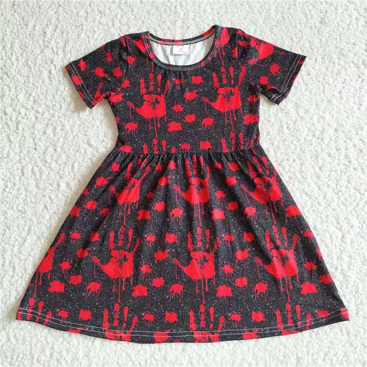kids baby Halloween black red short sleeve dresses