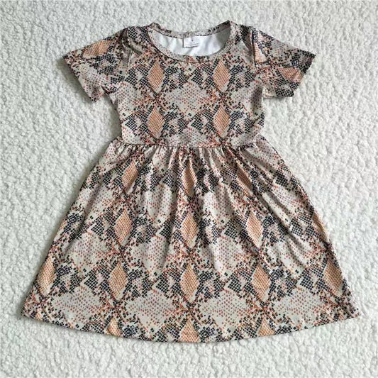 kids baby snake skin short sleeve dresses