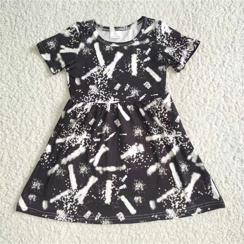 kids baby black white short sleeve dresses