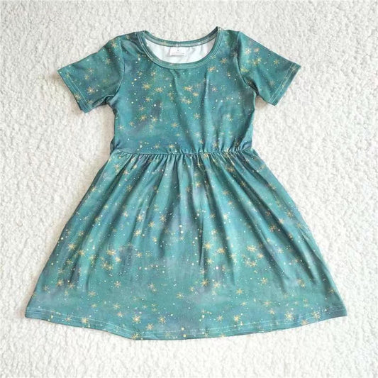 kids baby green tie dye color short sleeve dresses