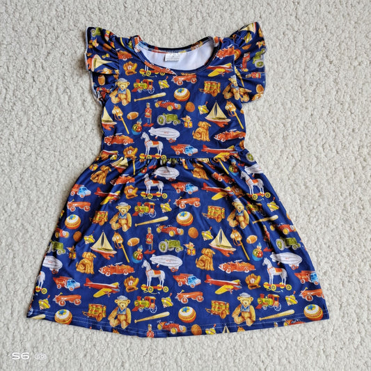 kids baby cartoon blue color pearl dresses