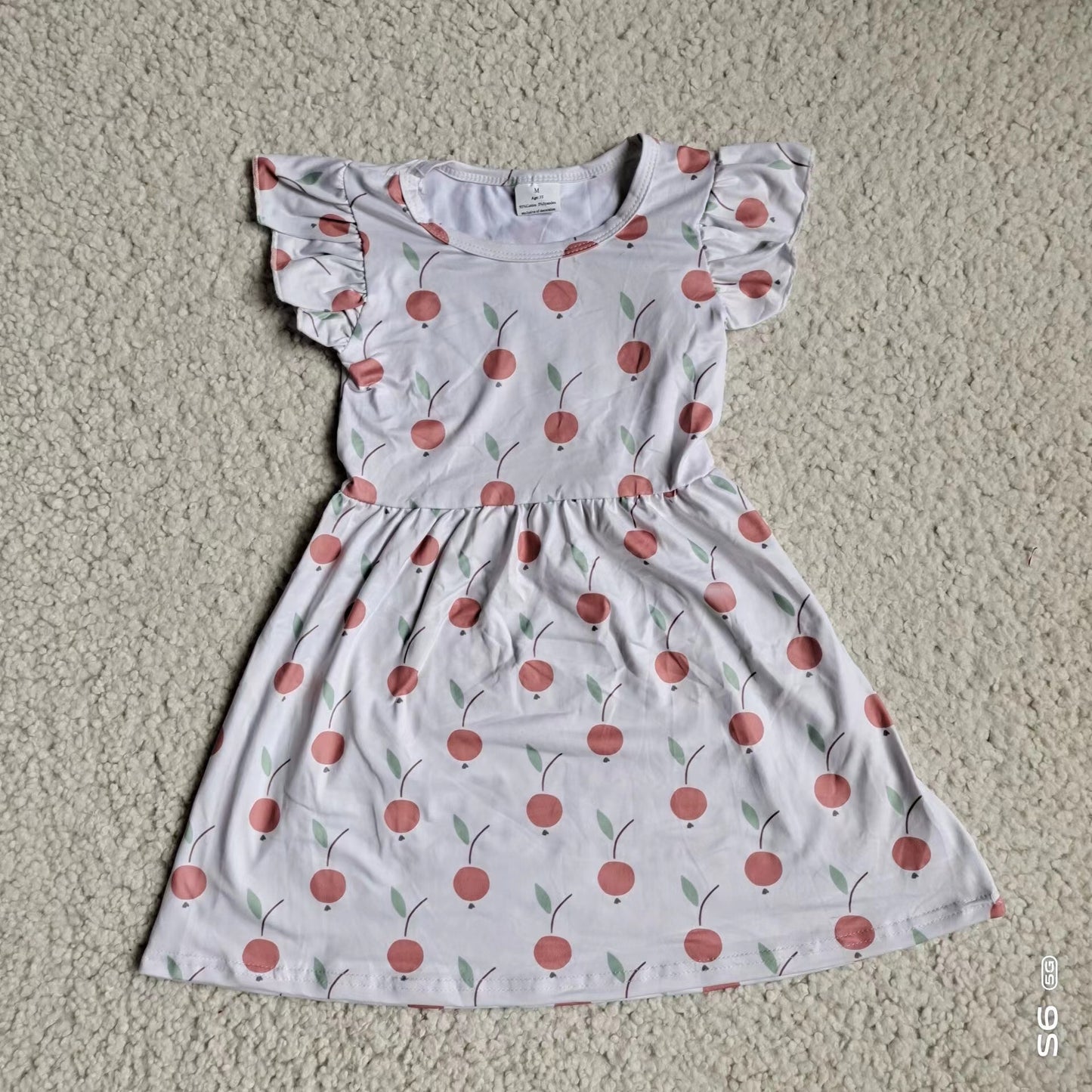 Baby girls white orange fruit pearl dresses