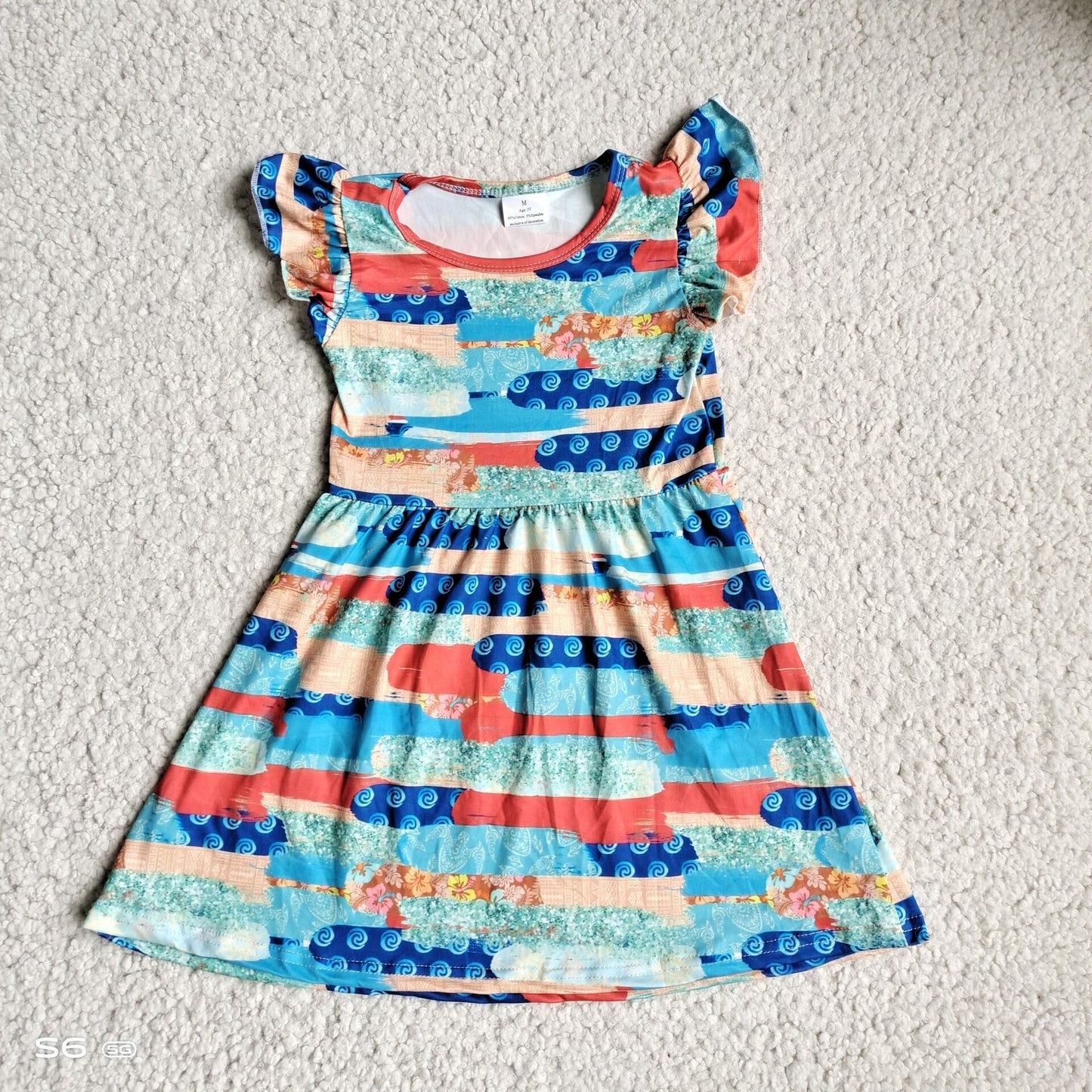 kids baby colorful stripe pearl dresses