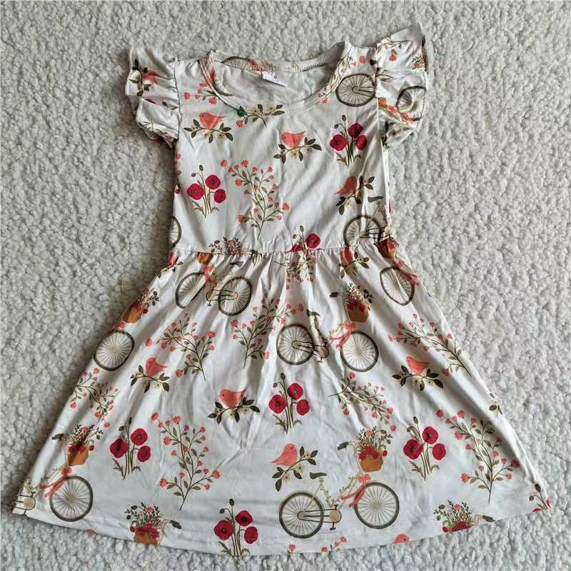 Baby girls floral bicycle pearl dresses