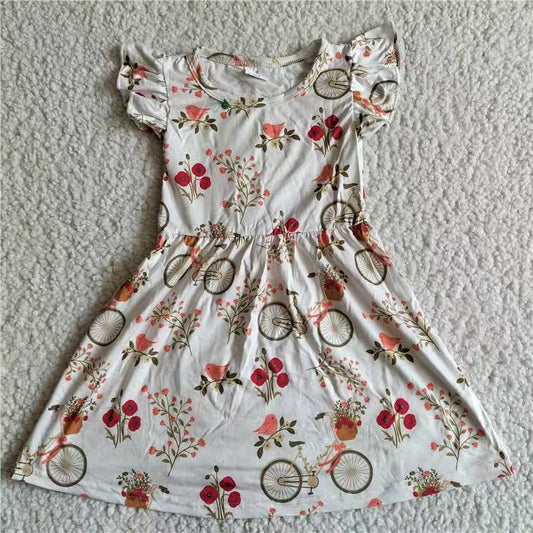 Baby girls floral bicycle pearl dresses