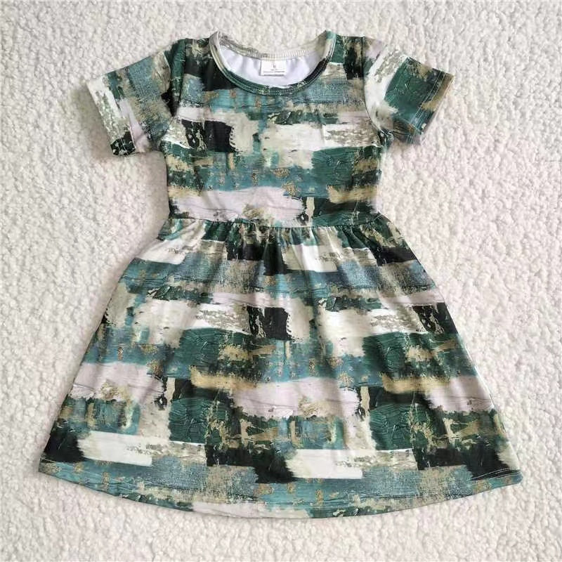 Baby girls green stripe pearl dresses