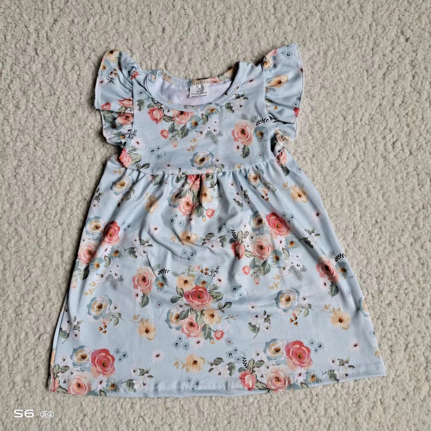 Baby girls green pink floral pearl dresses