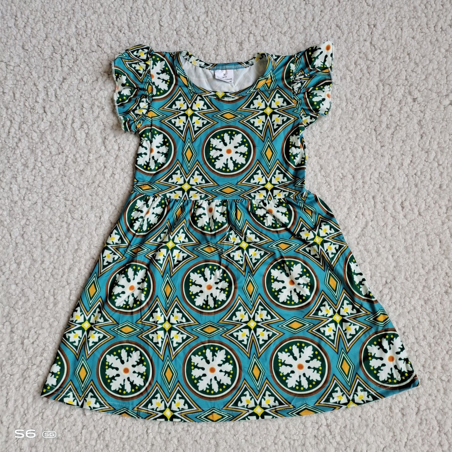 Baby girls green floral pearl dresses