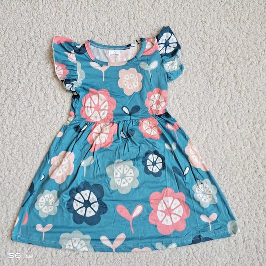 Baby girls blue flower pearl dresses