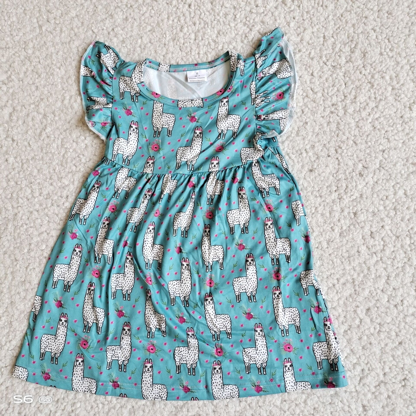 Baby girls blue sheep animal twirl dresses