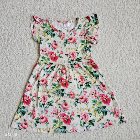 Baby girls white pink floral pearl dresses