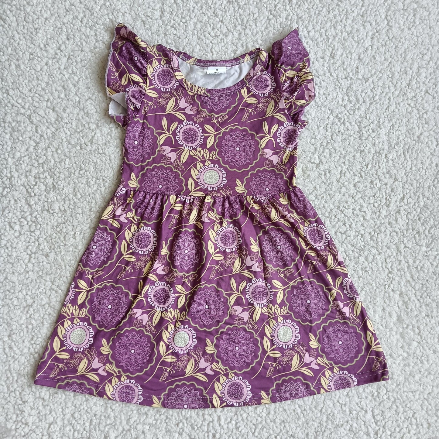 Baby girls purple floral pearl dresses