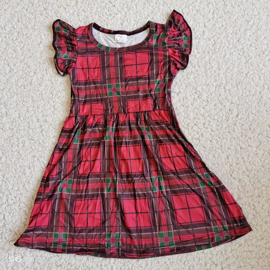 Baby girls red plaid pearl dresses