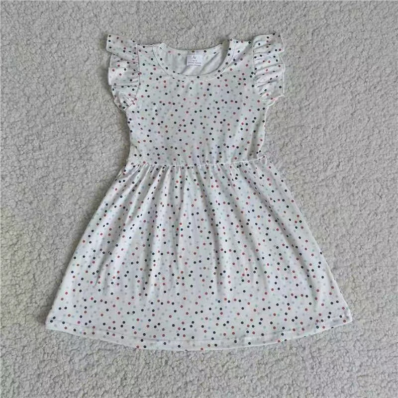 Baby girls white print pearl dresses