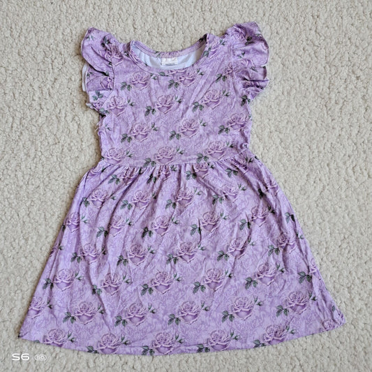 Baby girls lavender floral pearl dresses