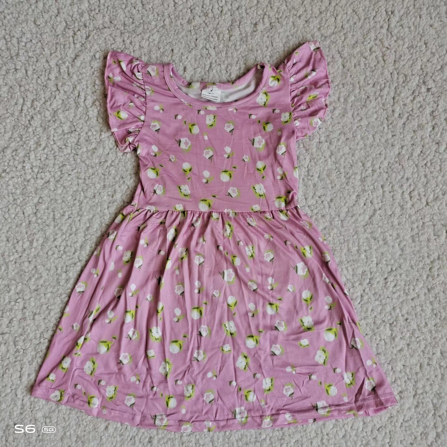 Baby girls lavender floral pearl dresses