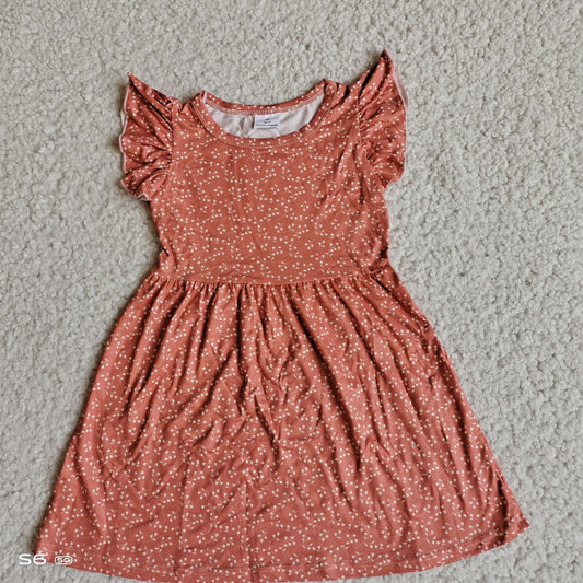 Baby girls orange floral pearl dresses